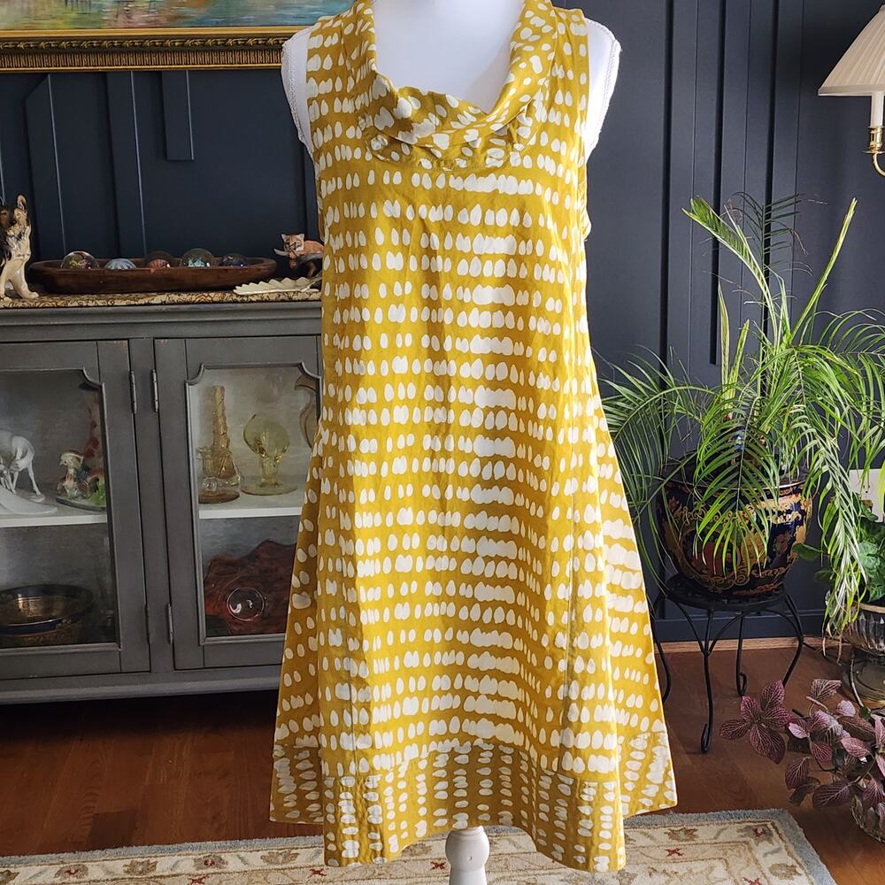 Global Mamas Eli Organic Cotton Swing Dress Mustard Sz M